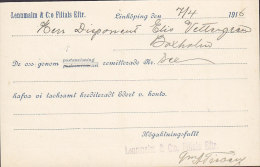 Sweden Postal Stationery Ganzsache Entier Brevkort Private Print LENNMALM & C:o FILIALS Eftr, LINKÖPING 1916 (2 Scans) - Ganzsachen