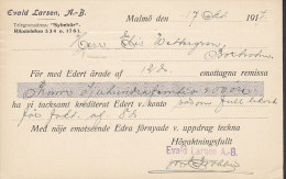 Sweden Postal Stationery Ganzsache Entier Brevkort Private Print EVALD LARSEN, A.-B., MALMÖ 1917 (2 Scans) - Postwaardestukken