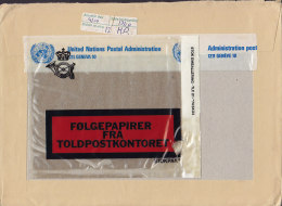 United Nations Genéve Registered Recommandé Zoll Douane Cover Lettre HØRSHOLM Denmark Customs INTERESTING Labels 2 Scans - Briefe U. Dokumente