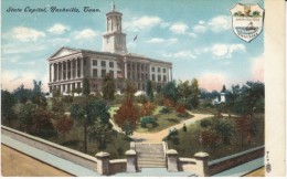 Nashville TN Tennessee, State Capitol Building Architecture, State Emblem Shield, C1900s/10s Vintage Postcard - Nashville