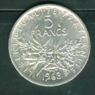 Piece 5 Francs Argent Silver , Année 1963 - Pic0303 - 5 Francs