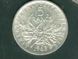Piece 5 Francs Argent Silver , Année 1963 - Pic0503 - 5 Francs