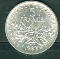 Piece 5 Francs Argent Silver , Année 1963  - Pic1103 - 5 Francs