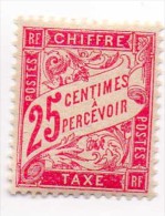 Timbre "TAXE" - 1893-1935 - N° 32 -  25c Rose - Neuf - Parfait état - - 1876-1898 Sage (Type II)