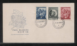 CZECHOSLOVAKIA FDC 1952 INTERNATIONAL YOUTH DAY SET OF 3 - FDC