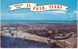 El Paso TX Texas, Greetings From El Paso Panoramic View Of Town, C1950s Vintage Postcard - El Paso