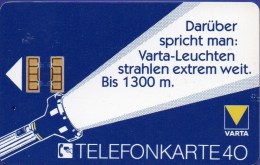 TK K 91/1990 Werbung Varta-Leuchten O 60€ Gesamtauflage 4.000 Lampen Strahlen Extrem Weit Bis 1300m Tele-card Of Germany - K-Serie : Serie Clienti