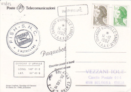 France 1992  Ship Mail  Antarctic Base Postcard - Otros & Sin Clasificación