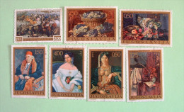 Yugoslavia 1971/73 Paintings Battle Horses Fruits Portrait Women Flowers - Used Stamps