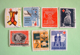 Yugoslavia 1957/61 Red Cross Hammer Plane Child Girl Statue Woman  Flower Fish Hand - Tax Stamps - Used Stamps