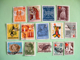 Yugoslavia 1955/61 Red Cross Hand Mosaic Statue Child Hammer Rooster Wheat Girl Goose Hospital - Tax Due Stamps - Used Stamps