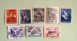 Yugoslavia Trieste 1949/54 Rooster Donkey Fruit Harvest Swan Car Motorcycle Torches And Star - Used Stamps