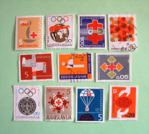 Yugoslavia 1961/69 Red Cross Olympics Torch Bird Origami Arrows Mexican Calendar Parachute Hands - Tax Stamps - Gebraucht