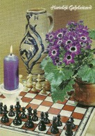 ECHECS CHESS HARTELIJK GEFELICITEERD JEU FLEURS BOUGIE VASE PLATEAU ECRITE - Chess