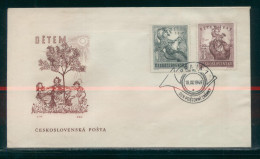 CZECHOSLOVAKIA FDC 1949 HELP FOR CHILDREN SET OF 2 YOUTH - FDC