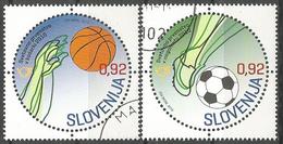 SI 2010-858-9 FIFA CUP AFRICA AND BASKET WORLD CHAMPIONSHIP, SLOVENIA, 1 X 2v, Used - 2010 – África Del Sur