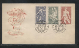 CZECHOSLOVAKIA FDC 1955 NATIONAL CHAMPIONSHIPS SET OF 3 FOLK COSTUMES DANCING - FDC