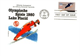 Switzerland / United States  1980 -  Ski Jumping,special FDC - Hiver 1980: Lake Placid