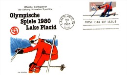 Switzerland / United States  1980 -  Skiing, Special FDC - Hiver 1980: Lake Placid