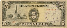 BILLET # PHILIPPINES # 5 PESOS  # OCCUPATION JAPONAISE # 1943 # PICK 110  # CIRCULE  # - Philippines