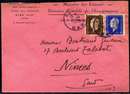 FRANCE - MARIANNE DULAC - N° 692 + 695 / LETTRE D'ALÉS LE 13/5/1948, POUR NIMES - TB - 1944-45 Marianne Of Dulac