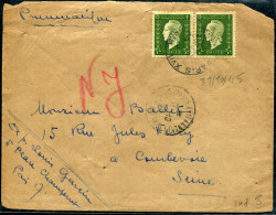 FRANCE - MARIANNE DULAC - N° 694 (2) / PNEUMATIQUE DE PARIS LE 31/10/1945, POUR COURBEVOIE - TB - 1944-45 Maríanne De Dulac