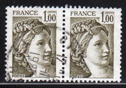 FRANCE : N° 2057 Oblitéré En Paire Horizontale (Type Sabine) - PRIX FIXE - - 1977-1981 Sabina Di Gandon