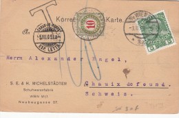 1909, CARTE  AUTRICHE, WIEN -  CHAUX DE FONDS, TAXE 10 /5000 - Postage Due