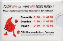 TK HRC 1996 Werbung Blutspende Sachsen ** 24€ Notfall-Telefonkarte Wichtige Telephone Number Tele-card Nederland+Germany - Sonstige & Ohne Zuordnung