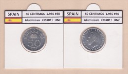 SPAIN   50 Céntimos 1.980 #80  Aluminium  KM#815   Uncirculated     T-DL-9363 Can.. - 50 Centiem