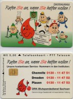 Blutspende Sachsen TK HRC 1996 Werbung O 12€ Notfall-Telefonkarte Wichtige Telephone Number Tele-card Nederland+Germany - Telephones