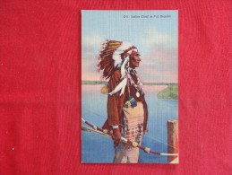 Indian Chief In Full Regalia  Linen    Not Mailed   Ref    Ref 1160 - Indiens D'Amérique Du Nord