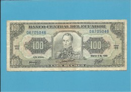 ECUADOR - 100 SUCRES - 09.03.1992 - Pick 123Ab - Série WB - Blue Serial # - Equateur