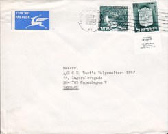 Israel Airmail Par Avion Label ORMECA, HAIFA 1975 Cover Brief To Denmark Tel-Aviv Arms W. Tabs Stamp - Poste Aérienne