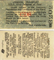 Railway Ticket London Transport USA Army Personnel On Duty Replica - Europe