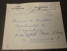 Lettre Civiles En Franchise + Sous Seing Administratif Du Ministère De L´agriculture -flamme Journée Paralysés 1971 - Lettres Civiles En Franchise