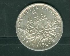 Piece 5 Francs Argent Silver Année 1964  - Pic1303 - 5 Francs