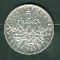 Piece 5 Francs Argent Silver Année 1962 - Pic1401 - 5 Francs