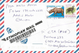 Ethiopia 2011 Addis Ababa Bushbuck Rhinoceros Barcoded Registered Cover - Ethiopie