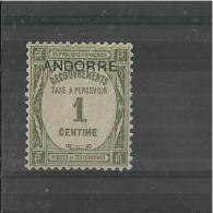 ANDORRA 1931/1932 -  TIMBRE  TAXE E- TAX STAMP  - SEGNATASSA - MINT SMALL SIGN OF HINGE.- 1 CENTIME. OVERPRINTED "ANDOR - Neufs