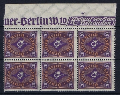 Germany, Mi 207 Strip Of 6 With Sheetmargin MNH/** - Unused Stamps