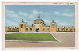 Airport Terminal Akron Ohio Linen Postcard - Akron