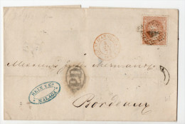 Carta Circulada Malaga A Bordeaux ( Francia )   Edifil 113  -  Regencia - Brieven En Documenten