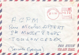 Nouvelle Caledonie 1986 Noumea RP Camp Post Office EMA With “NR” Prefix NR 004 With Hour Cover - Brieven En Documenten