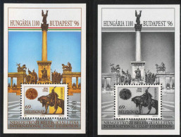 HUNGARY-1996.Commemorativ Sheet - Hungaria 1100, International Stamp Exhibition Normal/Black Print Version - Feuillets Souvenir