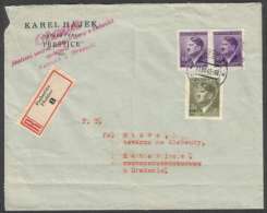 BuM0963 - Böhmen Und Mähren (1943) Pschestitz - Prestice / Katowitz - Katovice (R-letter) Tariff: 4,20K (stamp: A.Hitler - Brieven En Documenten