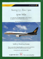 INDIA Inde Indien - Avion / Airplane / Jet Airways - Boeing 737-800 / SAFETY INSTRUCTION CARD Consignes De Sécurité .. - Sicherheitsinfos