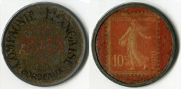 N93-0022 - Timbre-monnaie Compagnie Française Tissus 10 Centimes - Kapselgeld - Encased Stamp - Monétaires / De Nécessité