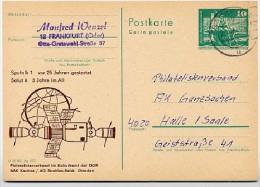 DDR P79-34-82 C204-a Postkarte PRIVATER ZUDRUCK Sputnik1/Saljut 6  Dresden Gelaufen 1983 - Cartes Postales Privées - Oblitérées