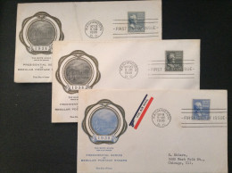 US, 1938 FDCs (x3) - Presidential Series Of Regular Postage Stamps First Day Of Issue - 1851-1940